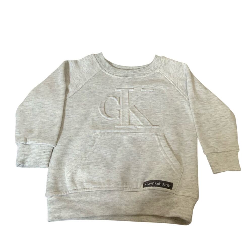 Calvin Klein Jeans CK Logo Baby Sweatshirt Gray Pullover Boy Size 18M USED